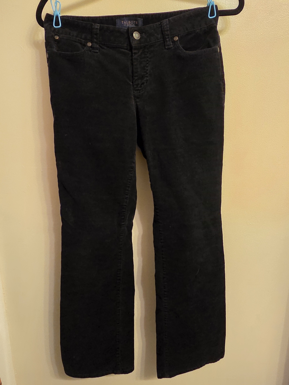 Talbots Black Corduroy Trousers 4P Curvy Stretch Bootcut Flare Quiet Luxury
